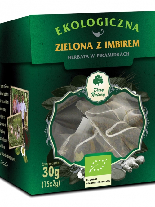 Herbata Zielona z Imbirem EKO 15x2g - w piramidkach | Dary Natury