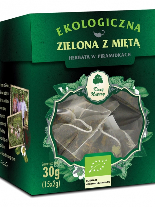 Herbata Zielona z Miętą EKO 15x2g - w piramidkach | Dary Natury