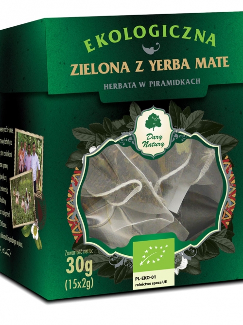 Herbata Zielona z Yerba Mate EKO 15x2g - w piramidkach | Dary Natury